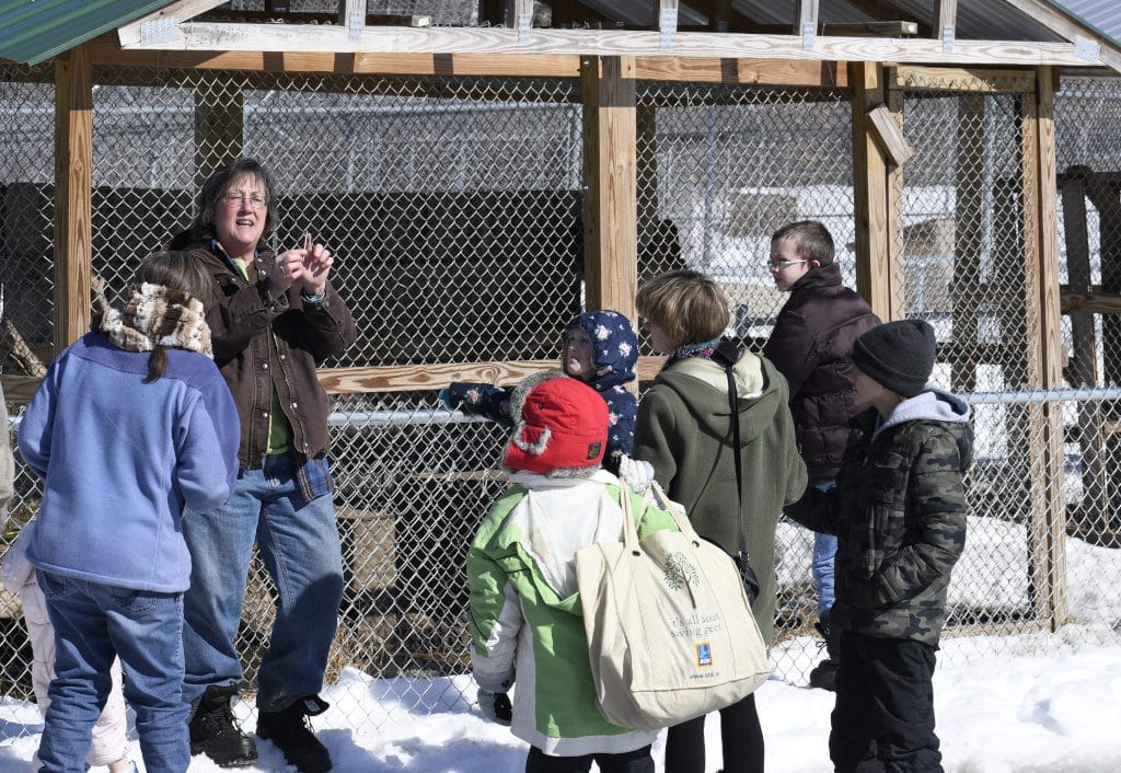 Educator Kathy sharing information on porcupine needles